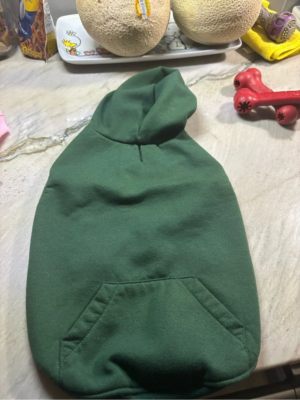 Gray Dog Hoodie with Red Buffalo Plaid Hood & Pocket